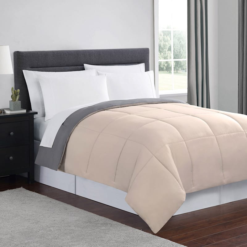Down-Alternative Comforter, Twin, Blush Grey | At Home