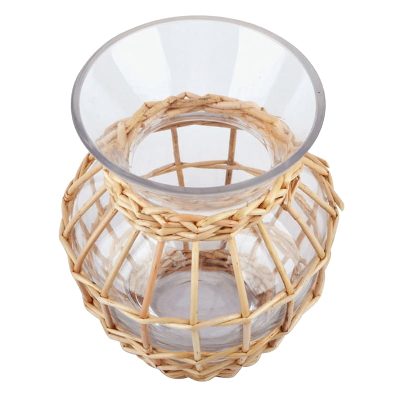 7.3X5.5 Wicker Wrap Glass Vase At Home