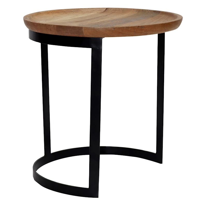 Mango Wood Top Side Table With Metal Base Small At Home This mango wood bedside table with drawers is the epitome of beauty and functionality. mango wood top side table with metal