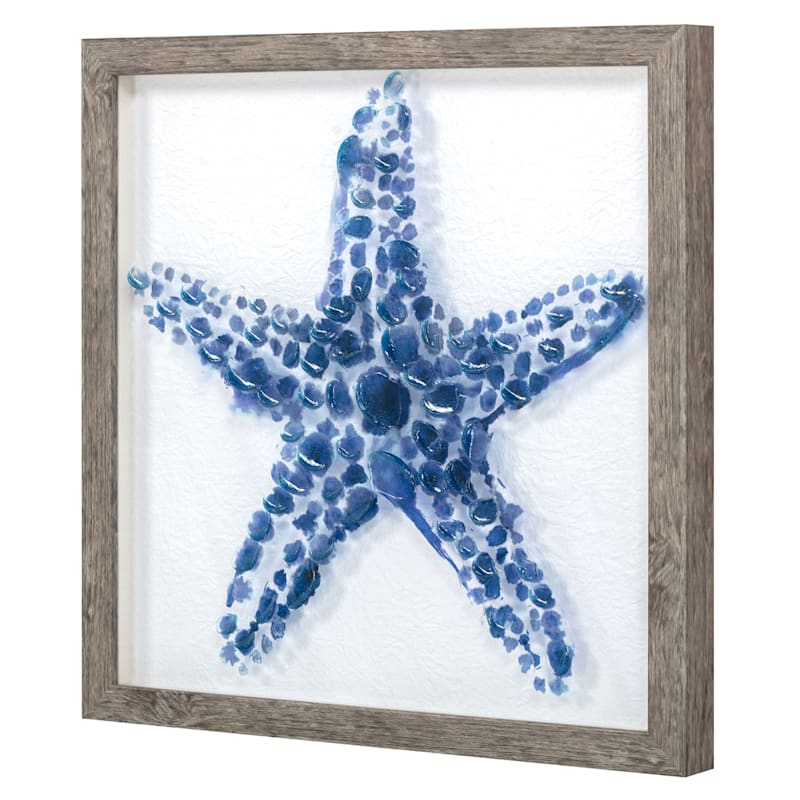 13X13 Blue Starfish Textured Canvas | At Home