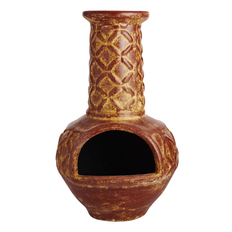 Handmade Clay Hickory Stack Outdoor Chimenea, 38"
