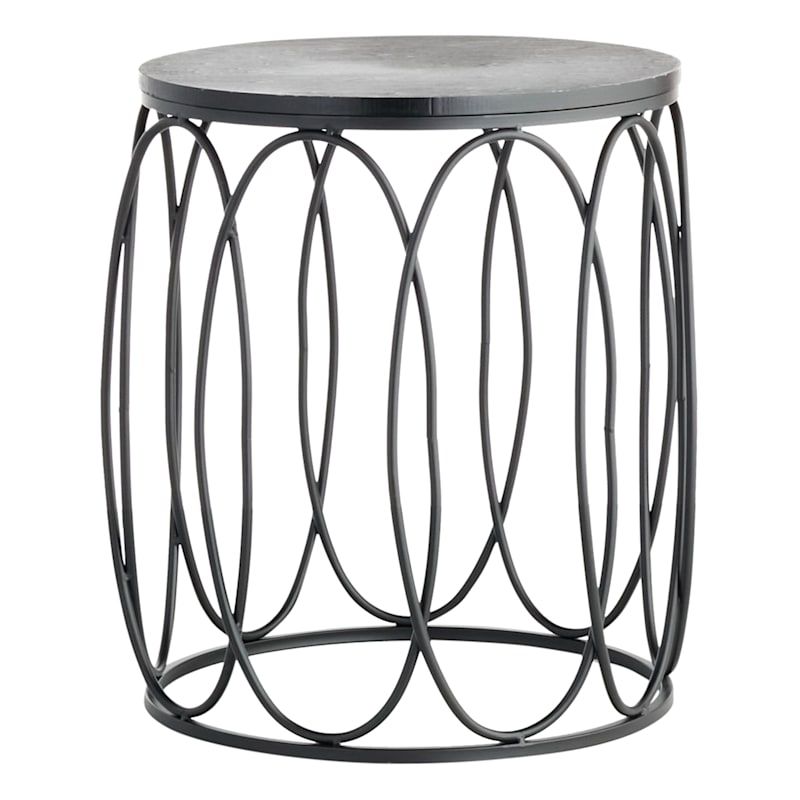 Providence Black Wood & Metal Drum Table, 18"