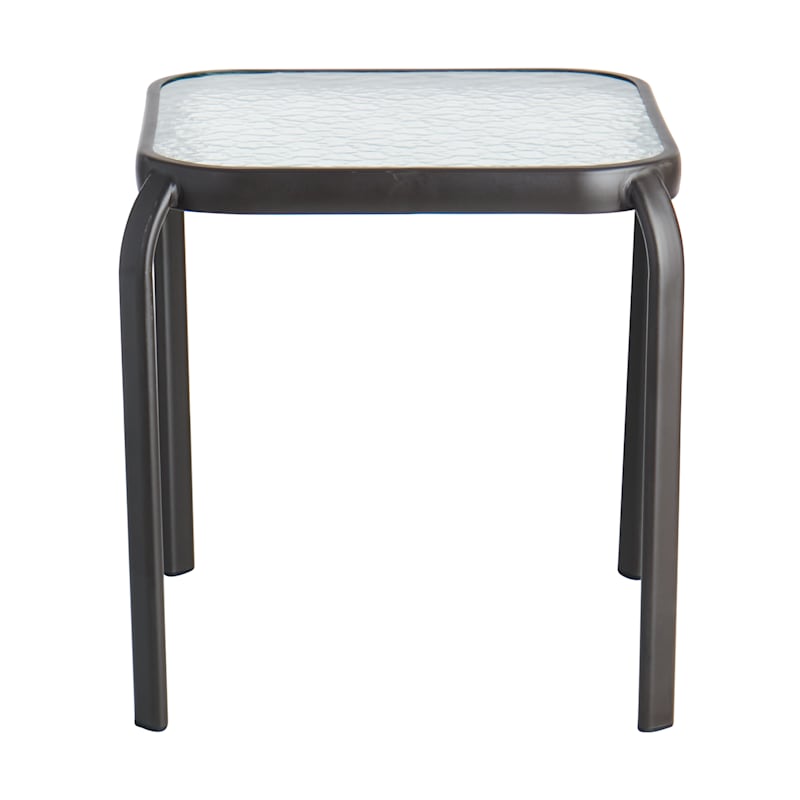 Brown Square Steel Patio Table, 16"