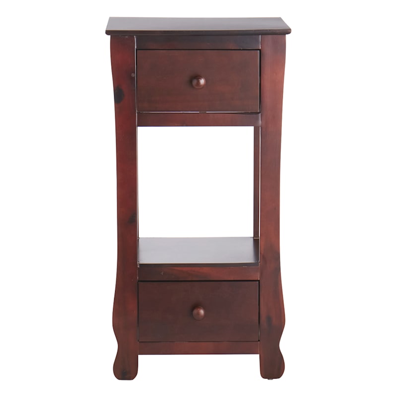 Providence Theodore 2-Drawer Thick Leg End Table, Brown