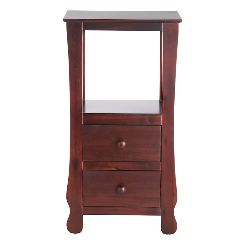 Providence Theodore Dark Brown 2-Drawer Thick Leg Accent Table, 29.5"