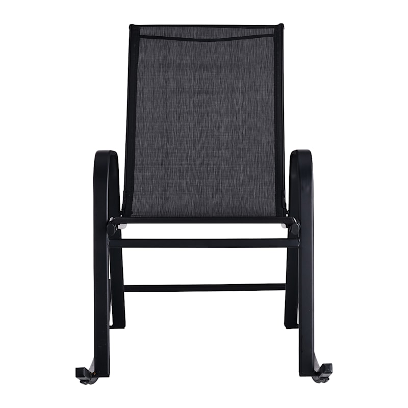 Black Sling Patio Rocking Chair