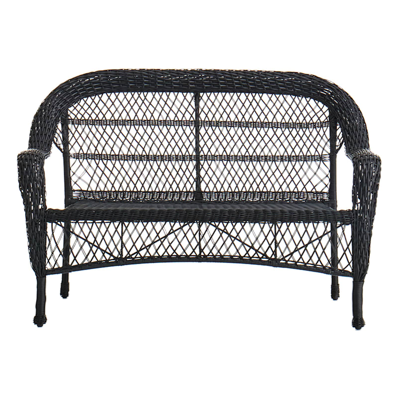 Outdoor Wicker Settee, Black