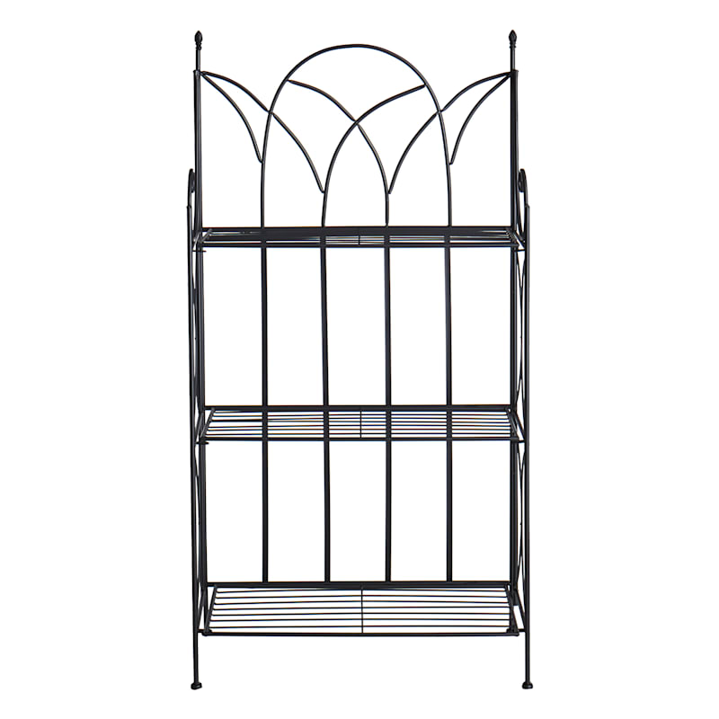 3-Tier Black Gothic Baker Rack with Metal Wire Shelves