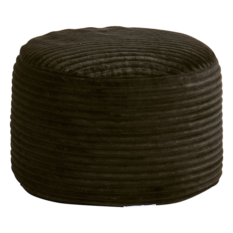 Ridgecrest Charcoal Grey Plush Pouf, 20"