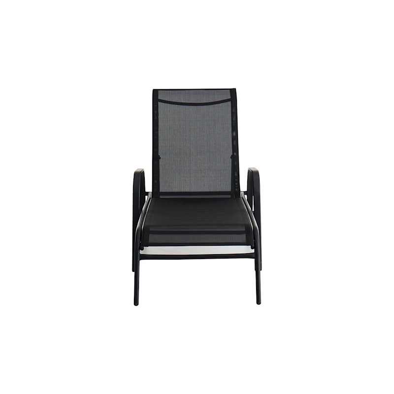 Stackable Black Sling Outdoor Chaise Lounge Chair