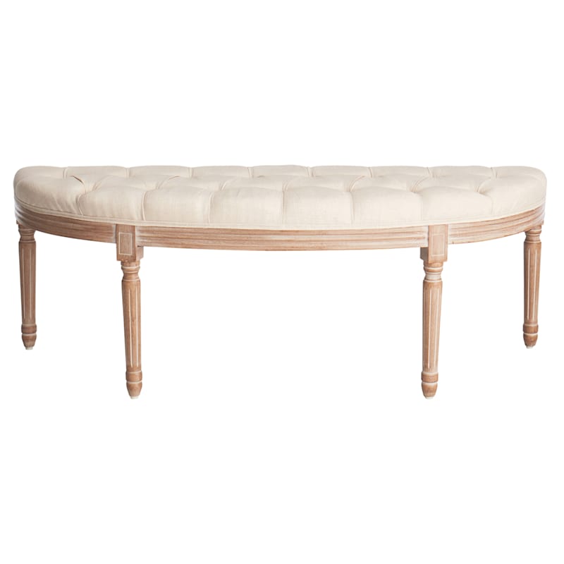 Providence Lourdes Tufted Curved Bench, Neutral
