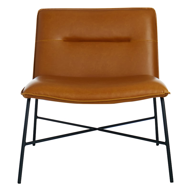 Crosby St. Zoey Faux Leather Accent Chair, Camel