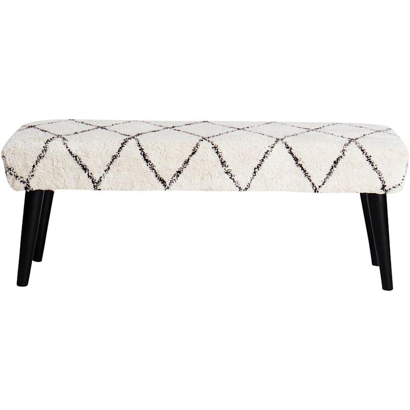 Found & Fable Zuri Tufted Bench, Cream & Black
