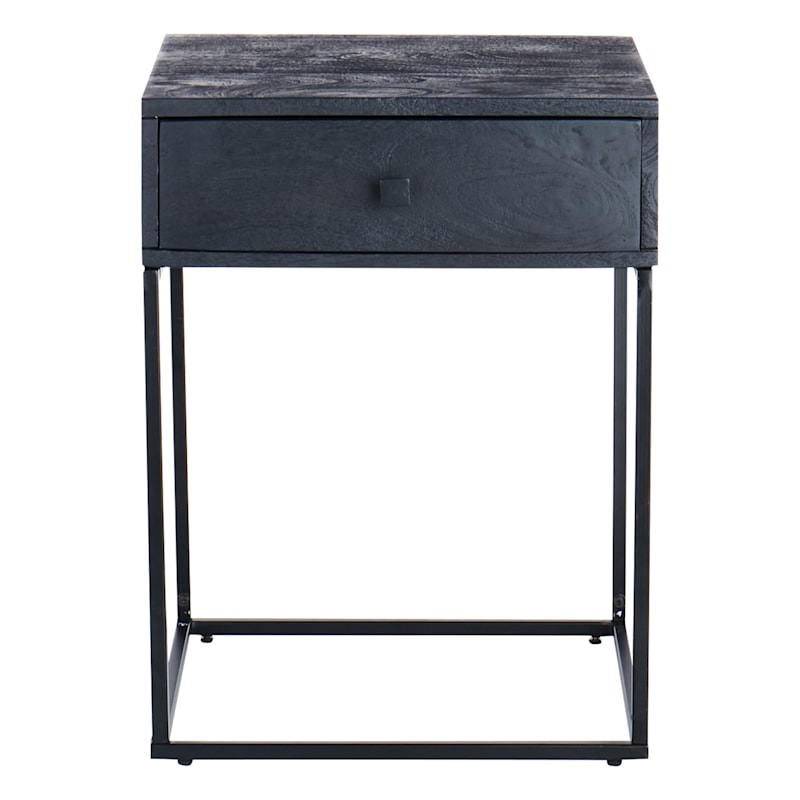 Found & Fable Kayla Rustic Black Nightstand