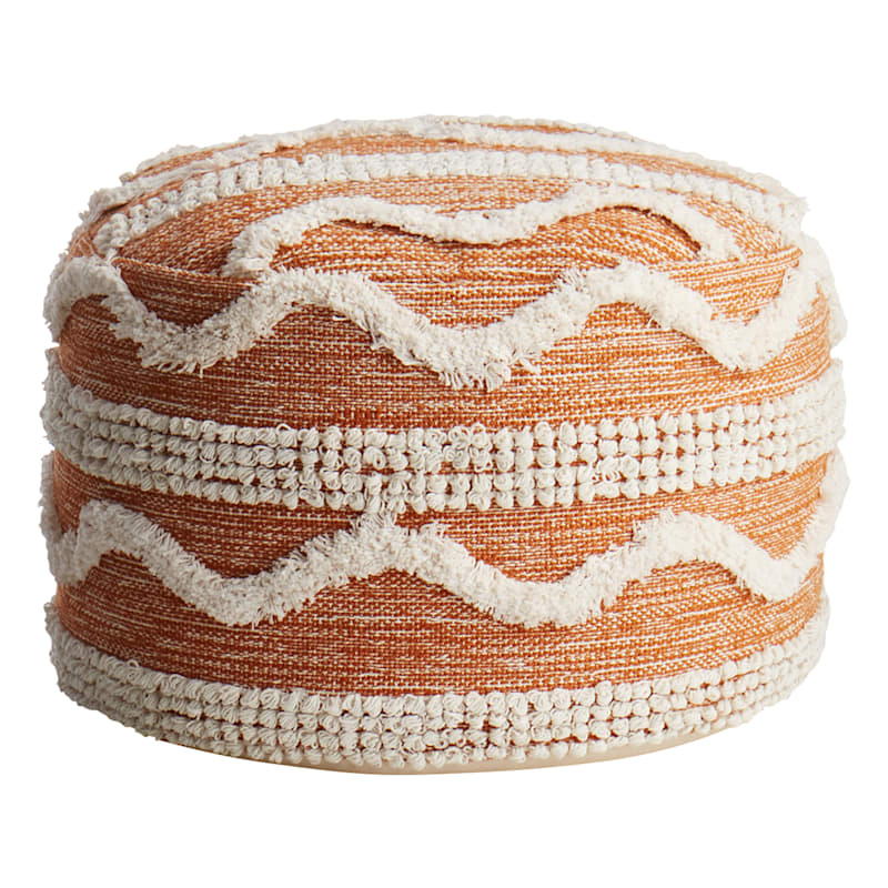Ziggy Tufted Pouf, Burnt Orange