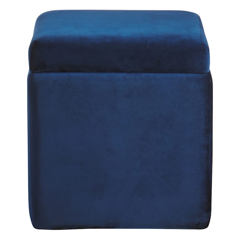 Stuart Square Storage Ottoman, Navy Blue