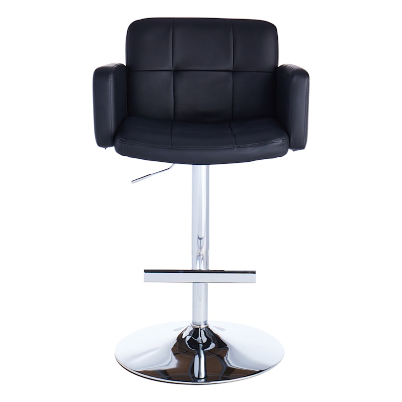 Crosby St Stout Adjustable Faux Leather Barstool, Black