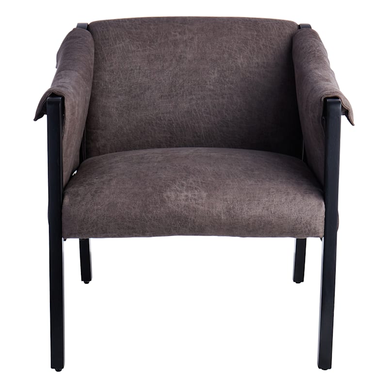 Found & Fable Faux Leather Accent Chair, Grey