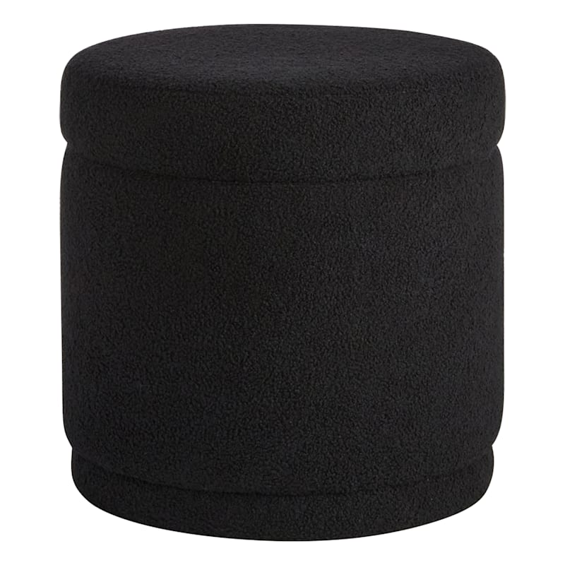 Crosby St. Neo Round Storage Ottoman, Black