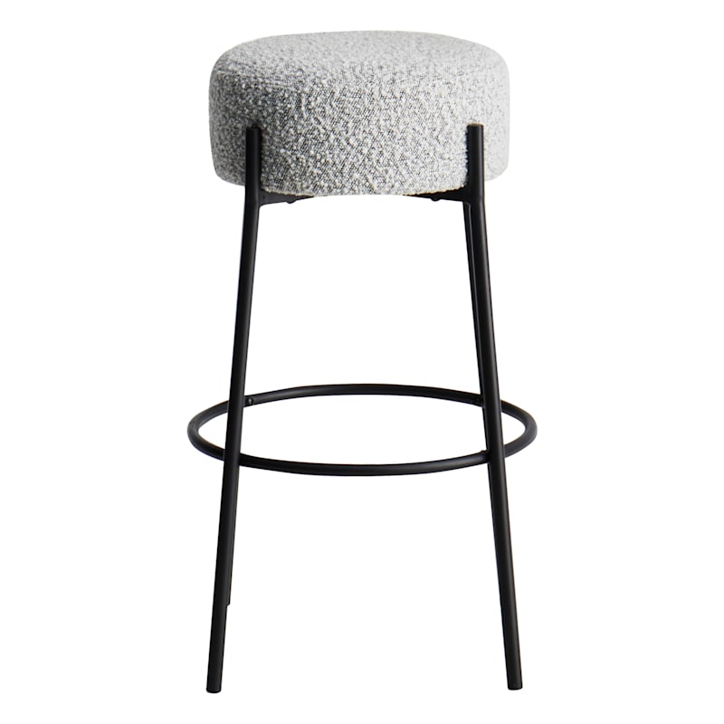 Crosby St. Harwood White & Black Backless Barstool, 30"