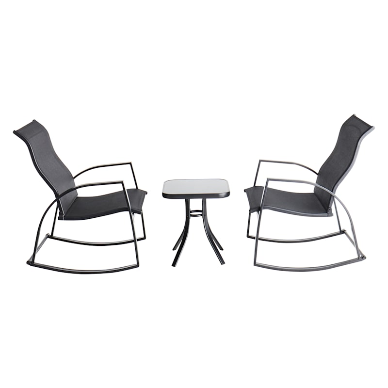 Crosby St. Sling Rocker Patio Chat Set, Black