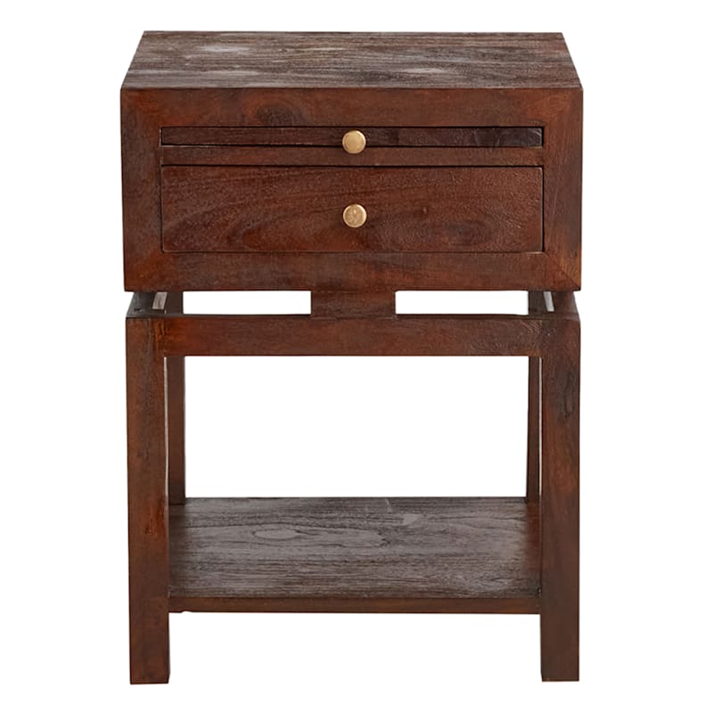 Found & Fable Maddison Chestnut Wood Side Table with Drawer
