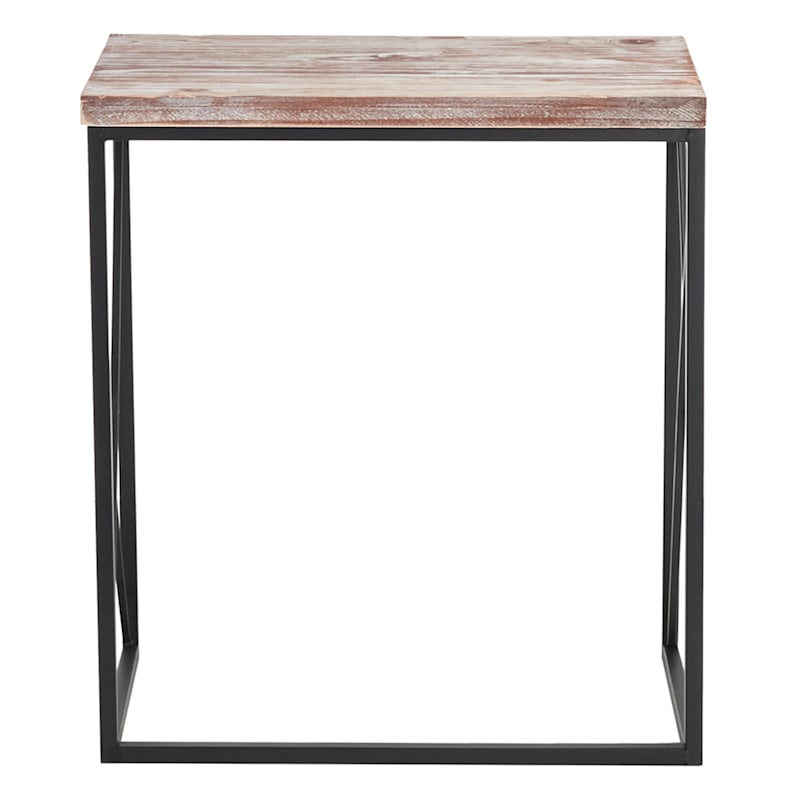 Wooden Top with Black Cross Metal Table, Medium