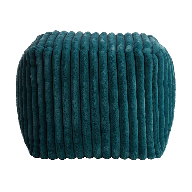 Tracey Boyd Esme Channeled Fur Pouf, Teal