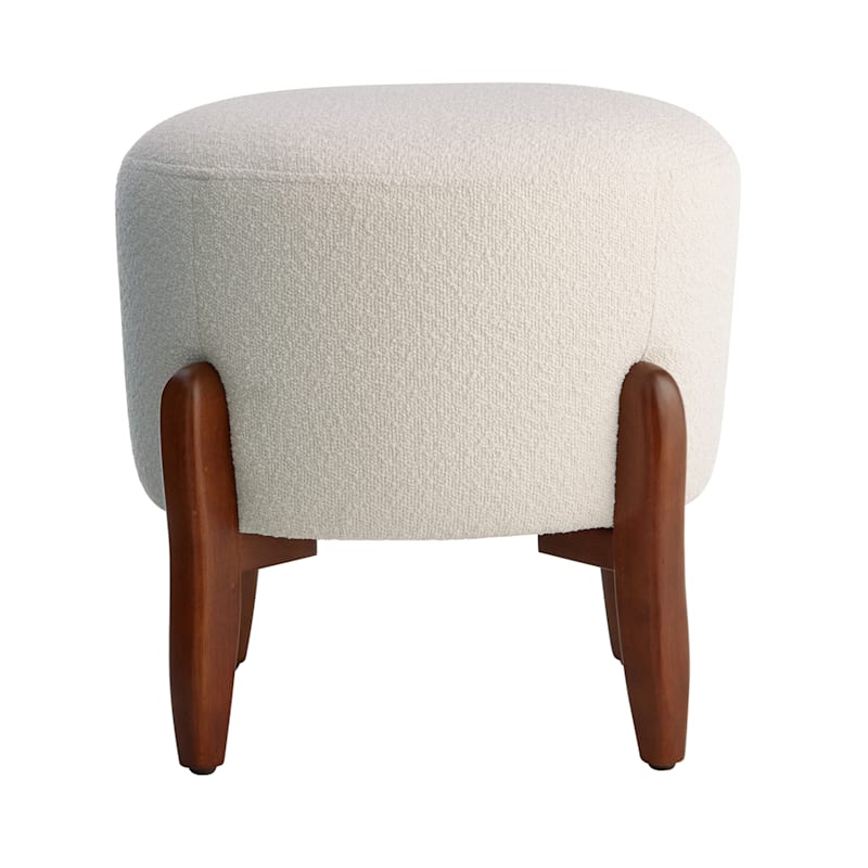 Crosby St Remi Round Ottoman, White