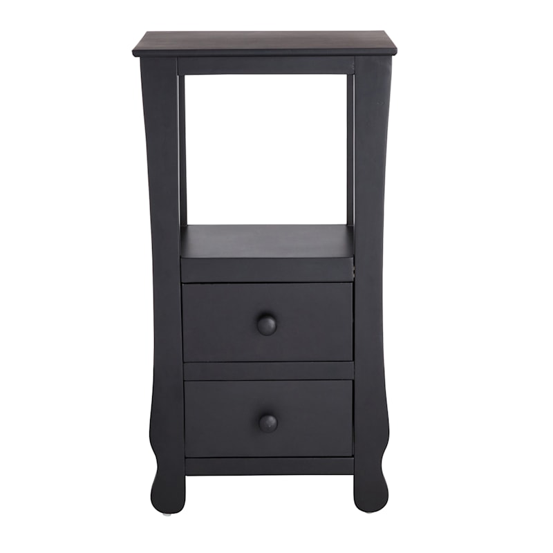 Theodore Black 2-Drawer Thick Leg Accent Table, 29.5"