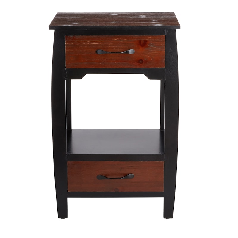 Providence 2-Drawer & 1-Shelf Wooden Side Table