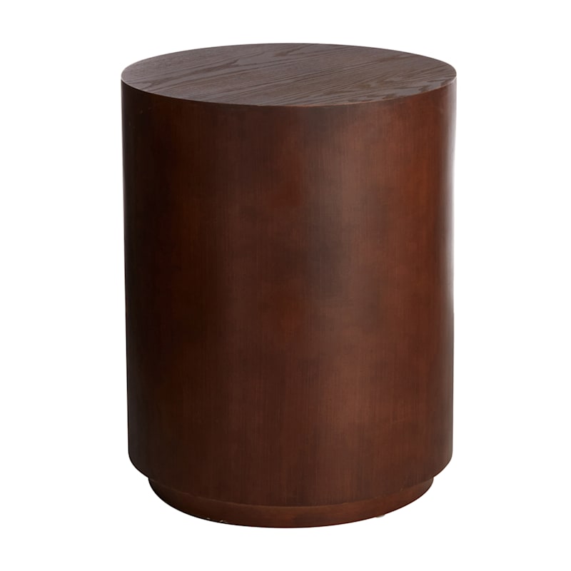 Winslow Round Wooden End Table, Brown