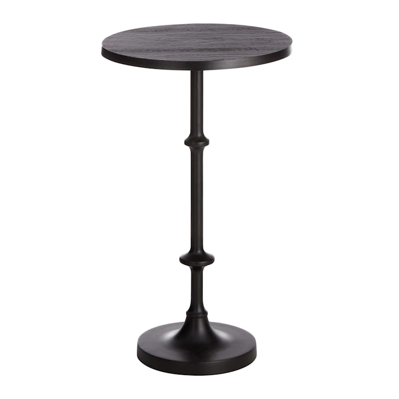 Calvin Black Metal Accent Table, 22"