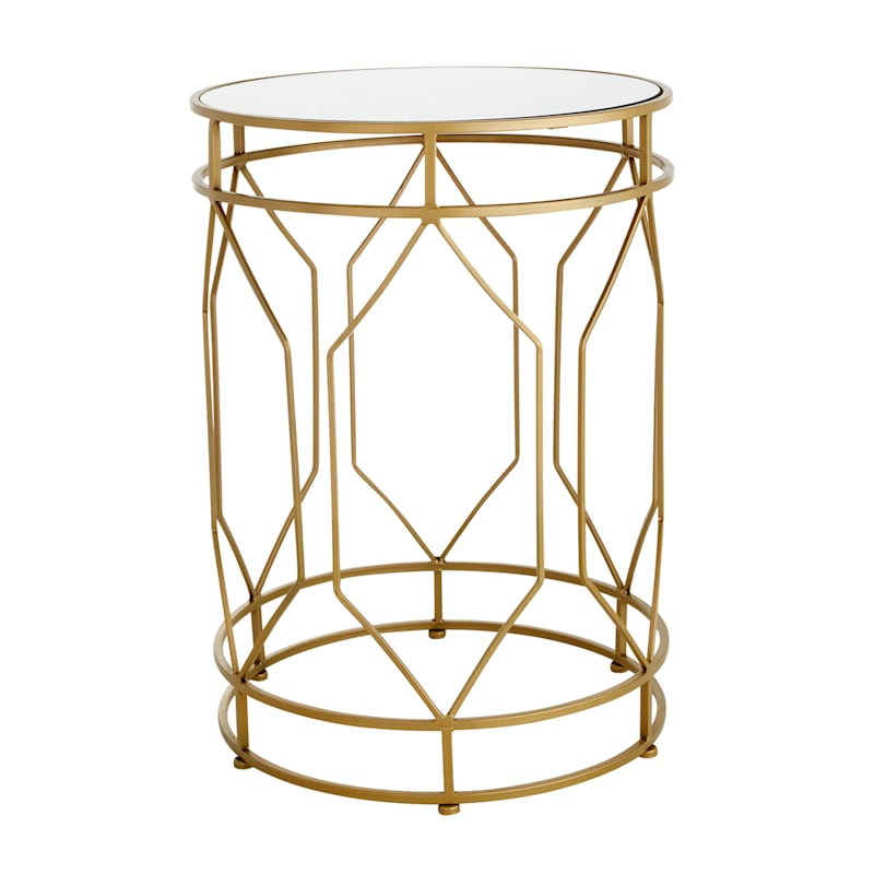 Providence Gold Metal Quatrefoil Nesting Table, Large