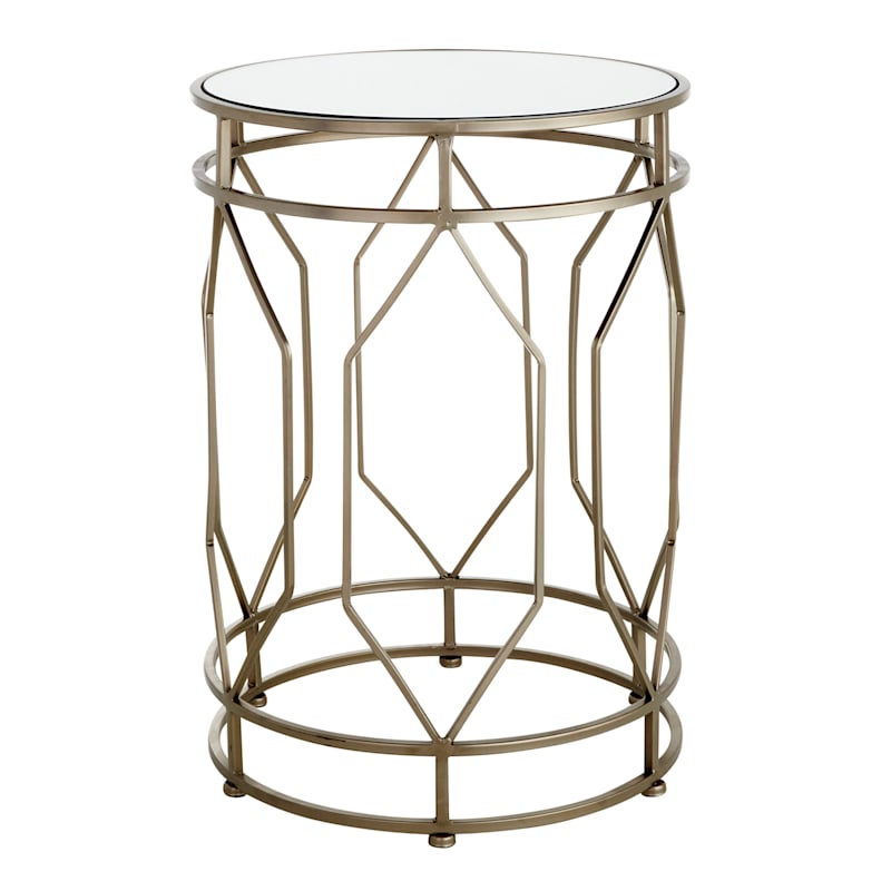 Providence Silver Metal Quatrefoil Nesting Table, Small