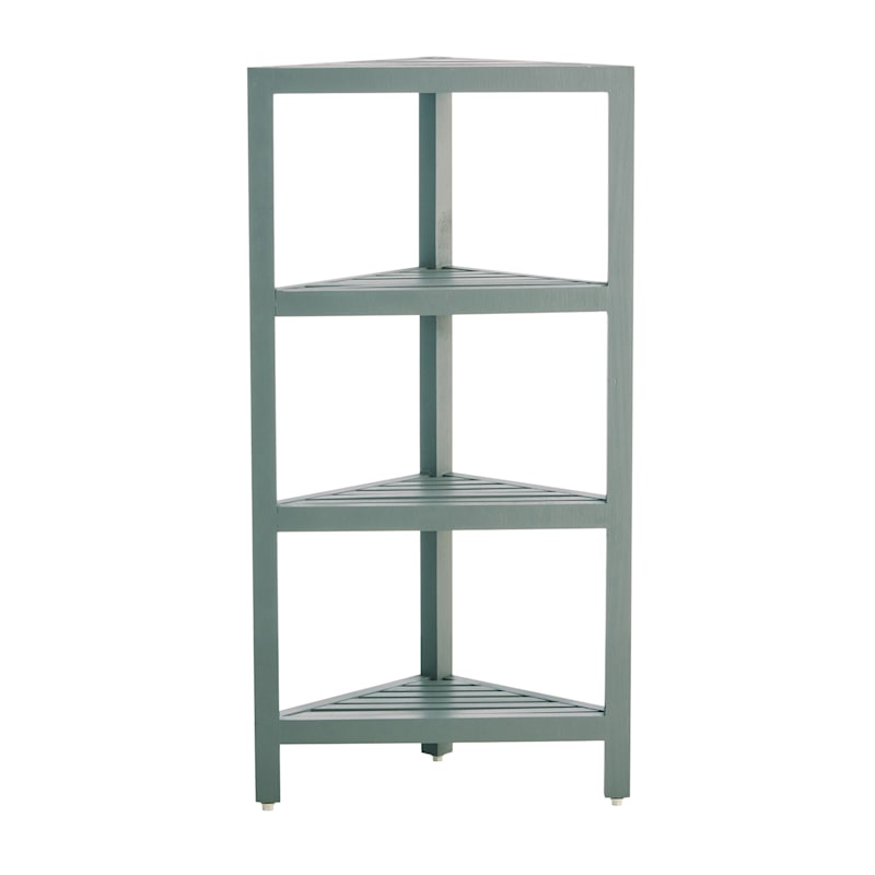 4-Tier Grey Wood Corner Storage Stand