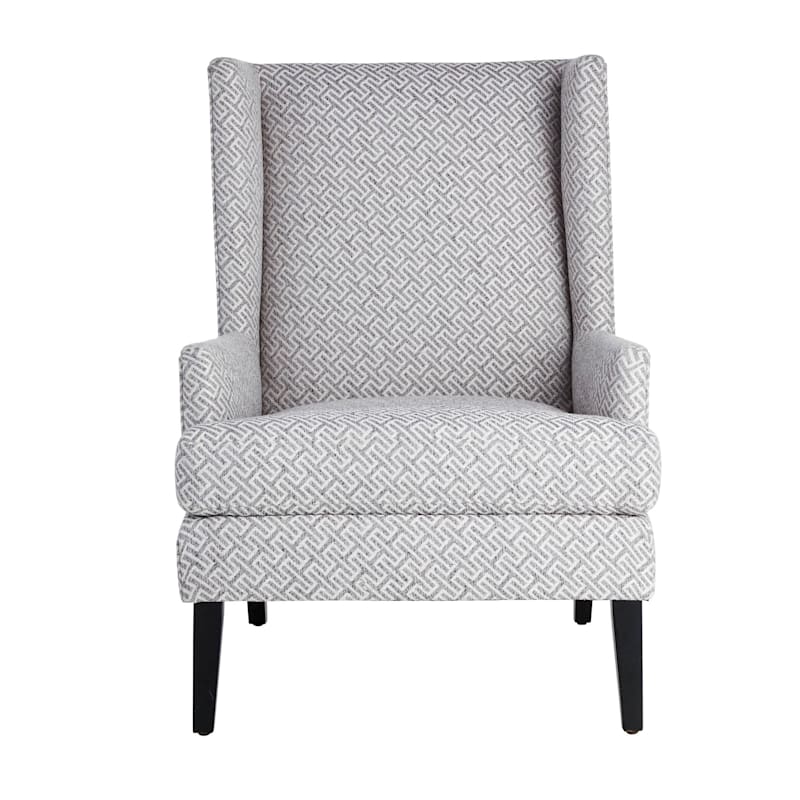 Providence Asher Greek Key Accent Chair, Grey