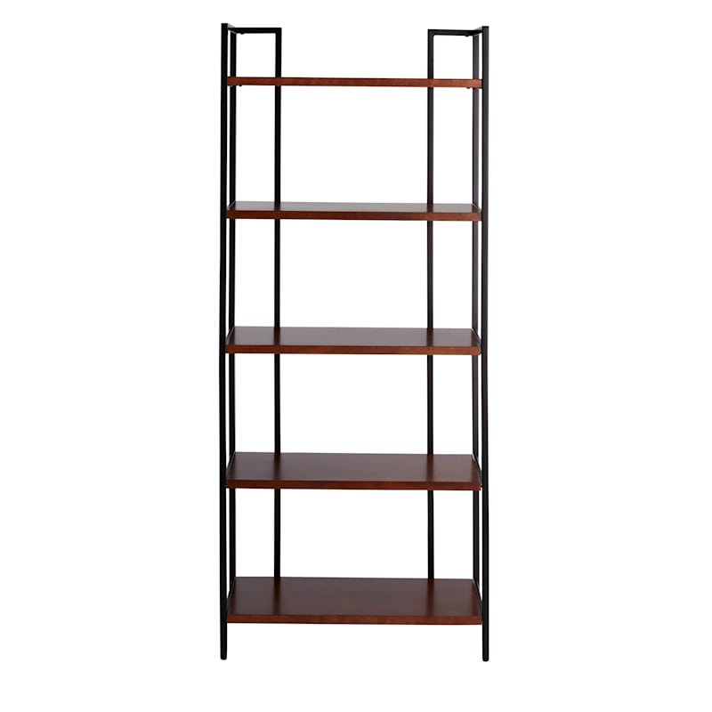 Parkview 5-Tier Metal & Wood Veneer Bookshelf