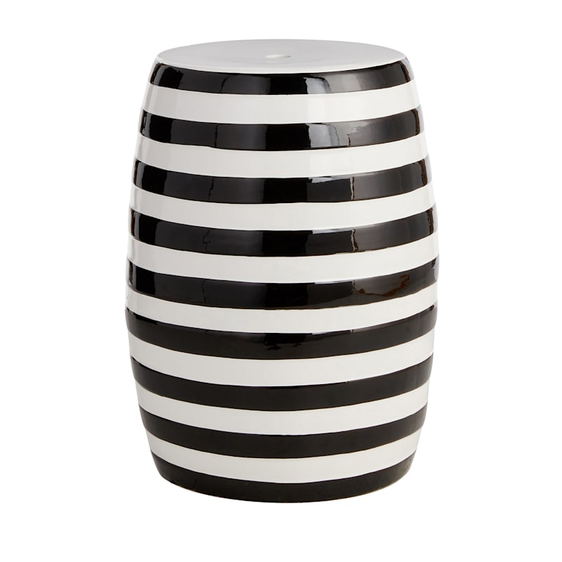 Black & White Striped Plant Stand, 17"