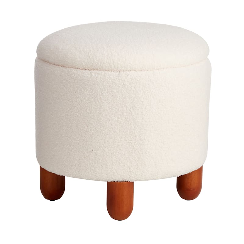 Crosby St. Shay Round Storage Ottoman, White