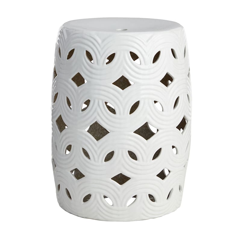 Providence White Ceramic Laser Cut Plant Stand, Large