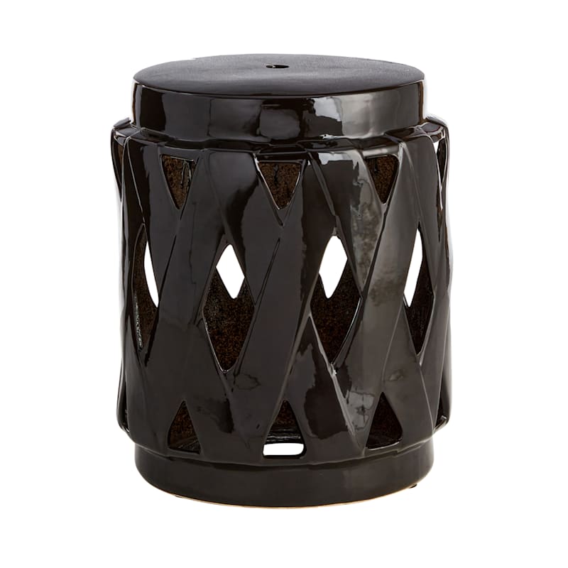 Providence Black Lattice Ceramic Plant Stand, Medium