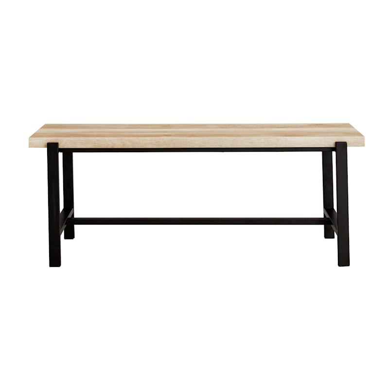 Found & Fable Loggy Wood & Metal Dining Bench, 47"