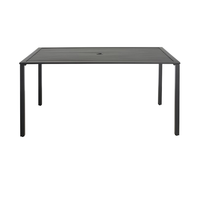 Grammercy Black Steel Slat Patio Dining Table, 60x36