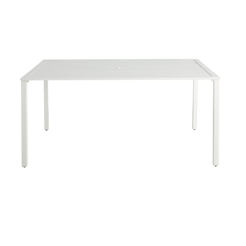 Grammercy White Steel Slat Patio Dining Table, 60x36