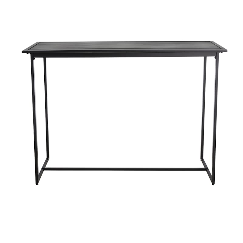 Grammercy Black Steel Slat Patio Bar Table, 60x25