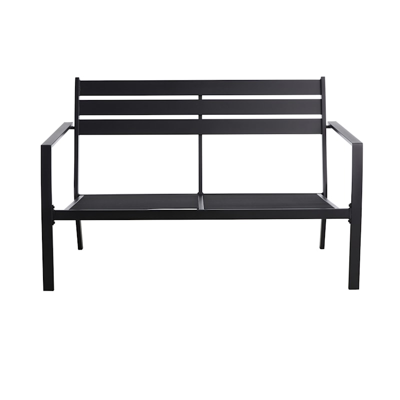 Grammercy Black Steel Slat Patio Loveseat