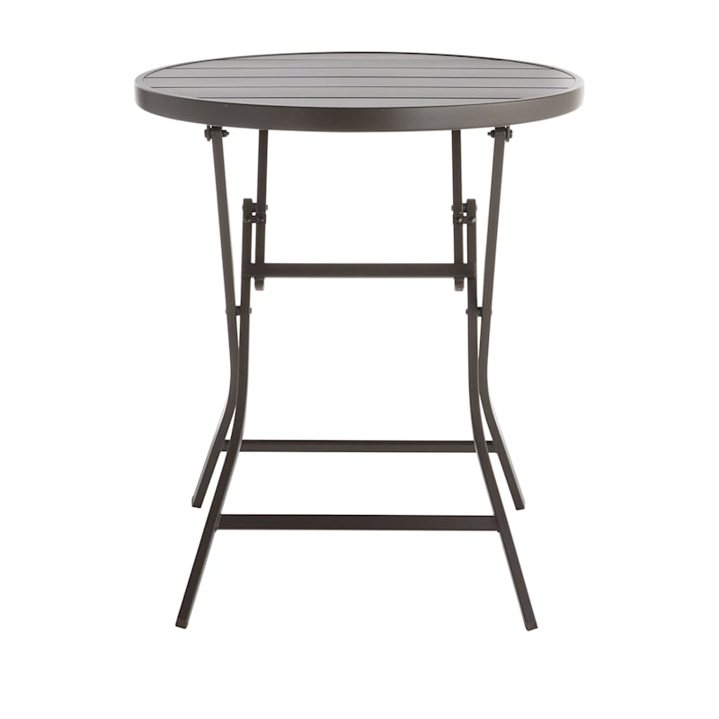 Hampton Metal Patio Folding Table, Brown
