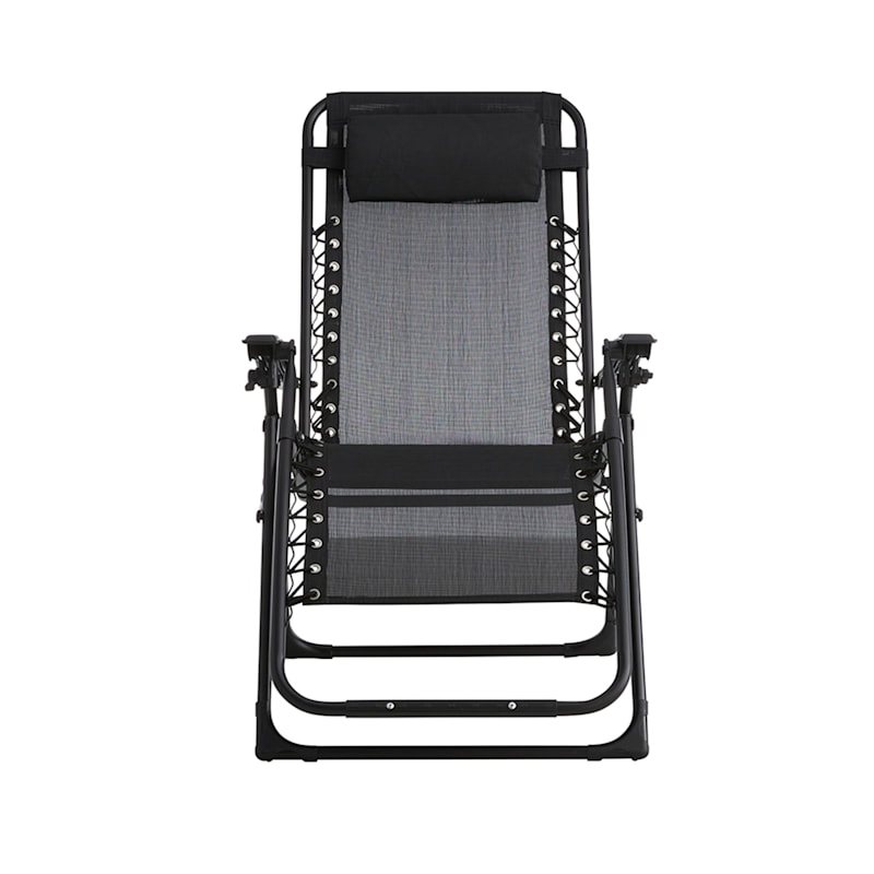 Steel Sling Gravity Patio Chair, Black