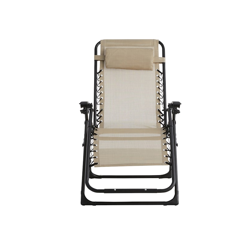 Steel Sling Gravity Patio Chair, Taupe